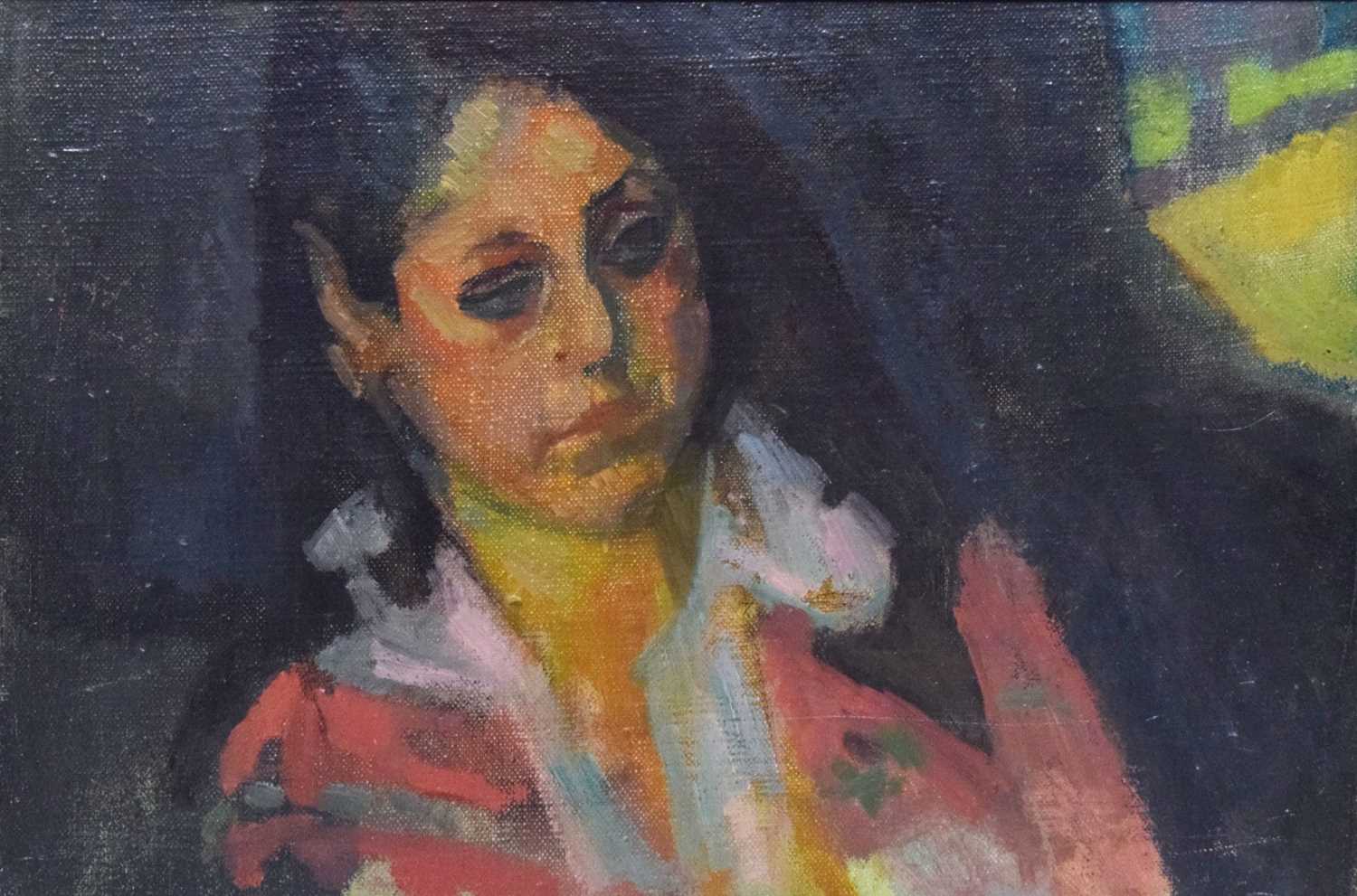 Lot 372 - Robert Organ (1933-2023) - Oil on board - Portrait of Carole Innocent