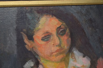 Lot 372 - Robert Organ (1933-2023) - Oil on board - Portrait of Carole Innocent