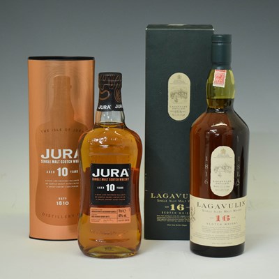 Lot 406 - Jura Aged 10 Years Single Malt Scotch Whisky and bottle of Lagavulin