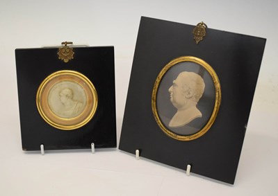 Lot 343 - Early 19th century pressed wax portrait medallion, Charles James Fox, 1827