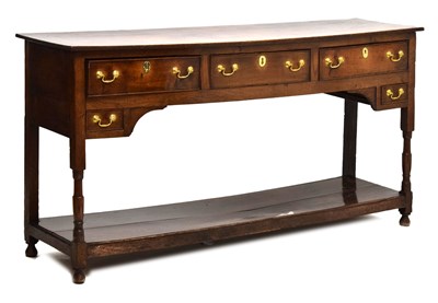 Lot 474 - George III oak potboard low dresser