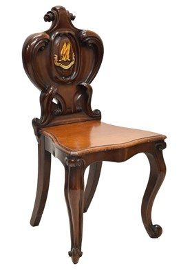 Lot 480 - Early Victorian Rococo revival mahogany hall chair