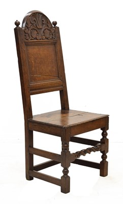 Lot 643 - Late 17th century oak chair carved with tulips