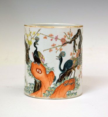 Lot 245 - Chinese Canton Famille Rose bitong or brush pot