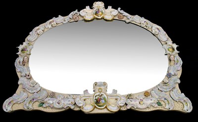 Lot 238 - Continental porcelain mounted wall mirror