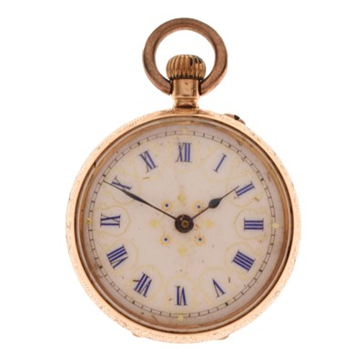 Lot 175 - Early 20th century lady's 14k yellow metal open face fob watch