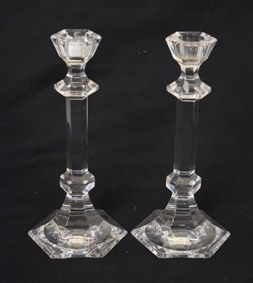 Lot 493 - Pair of St Louis crystal candlesticks