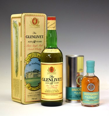 Lot 524 - Glenlivet whisky, aged 12 years, and a Bruichladdich whisky, aged 15 years