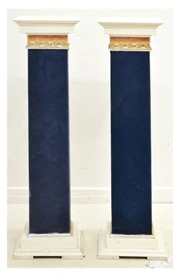 Lot 728 - Pair of 20th century white painted pedestals / torchières