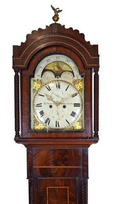 Lot 514 - 19th Century inlaid mahogany-cased 8-day painted dial longcase clock