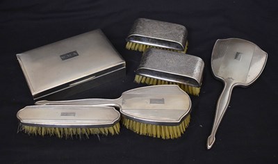 Lot 212 - Elizabeth II silver tabletop box, and a quantity of silver-backed dressing table accessories