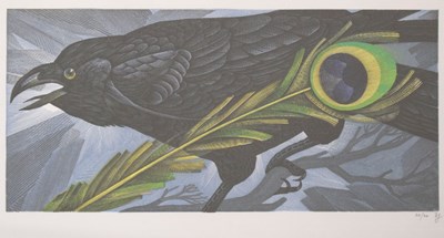 Lot 591 - Arkady Pugachevsky (Ukrainian) - Limited edition wood engraving - 'The Peacock'