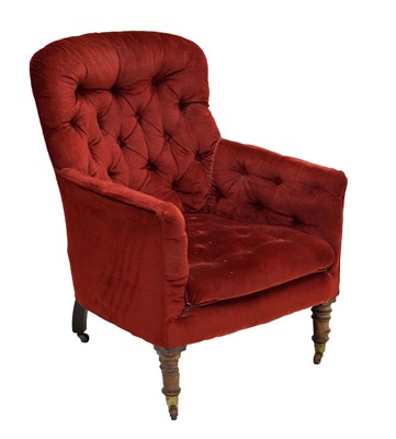 Lot 694 - Late Victorian deep-buttoned easy chair