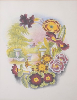 Lot 592 - John Farleigh (1900-1965) - Framed coloured lithograph for Edith Sitwell’s Old Fashioned Flowers