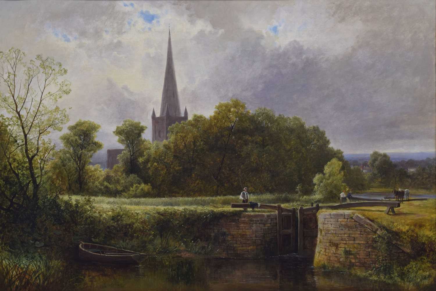 Lot 330 - Alfred Bevan Collier (British, 1832-1908) - Oil on canvas, Stratford on Avon