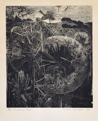 Lot George Tute RE (b.1933) -Signed limited edition wood engraving, 'Dandelion Field'