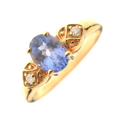 Lot 31 - Tanzanite and diamond 18ct gold dress ring