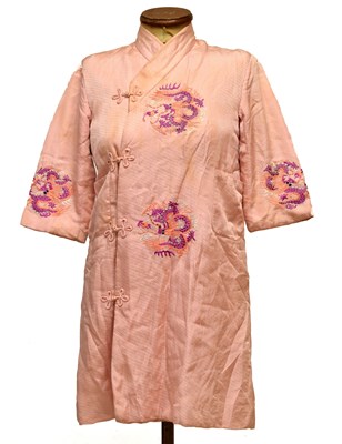 Lot 437 - Chinese lady's pale pink silk padded coat