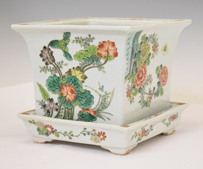 Lot 536 - Chinese Canton Famille Verte jardinière or planter and stand