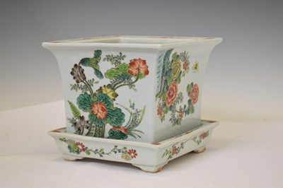 Lot 536 - Chinese Canton Famille Verte jardinière or planter and stand