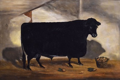 Lot John Vine of Colchester, (Foot painter, 1809-1867) - Oil on canvas - Bull in a stable