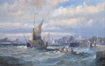 Lot William Thornley (fl.1858-1898) - Oil on canvas - Fishing boats from quayside