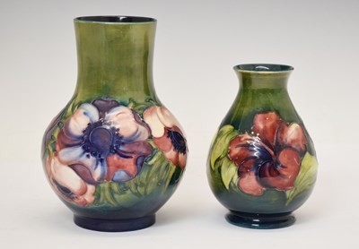 Lot 508 - Moorcroft Pottery - Anemone and Hibiscus pattern vases