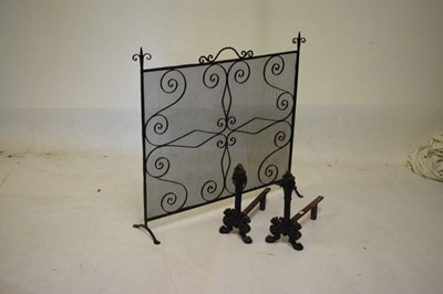 Lot 713 - Cast iron fire guard and dogs