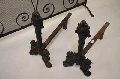 Lot 713 - Cast iron fire guard and dogs