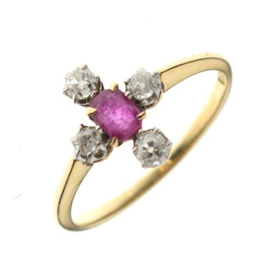 Lot 36 - Ruby and diamond cruciform ring