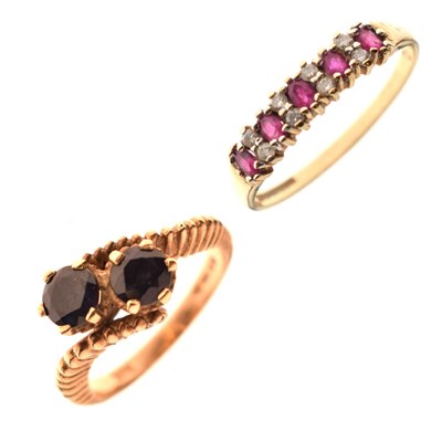 Lot 38 - Two 9ct gold gem-set dress rings