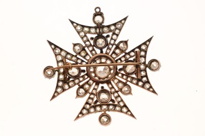 Lot 22 - Victorian diamond yellow and white metal brooch in the form of a Maltese Cross