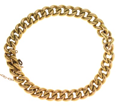 Lot 168 - Curb link yellow metal bracelet, stamped '15c'