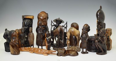 Lot 356 - Large collection of 20th century African carved wooden figures