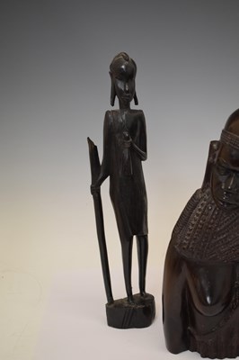 Lot 357 - Collection of African carved hardwood Maasai style figures
