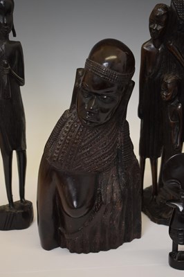 Lot 357 - Collection of African carved hardwood Maasai style figures