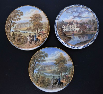 Lot 492 - Three 19th century Pratt ware pot lids Strathfield Saye and Sandringham