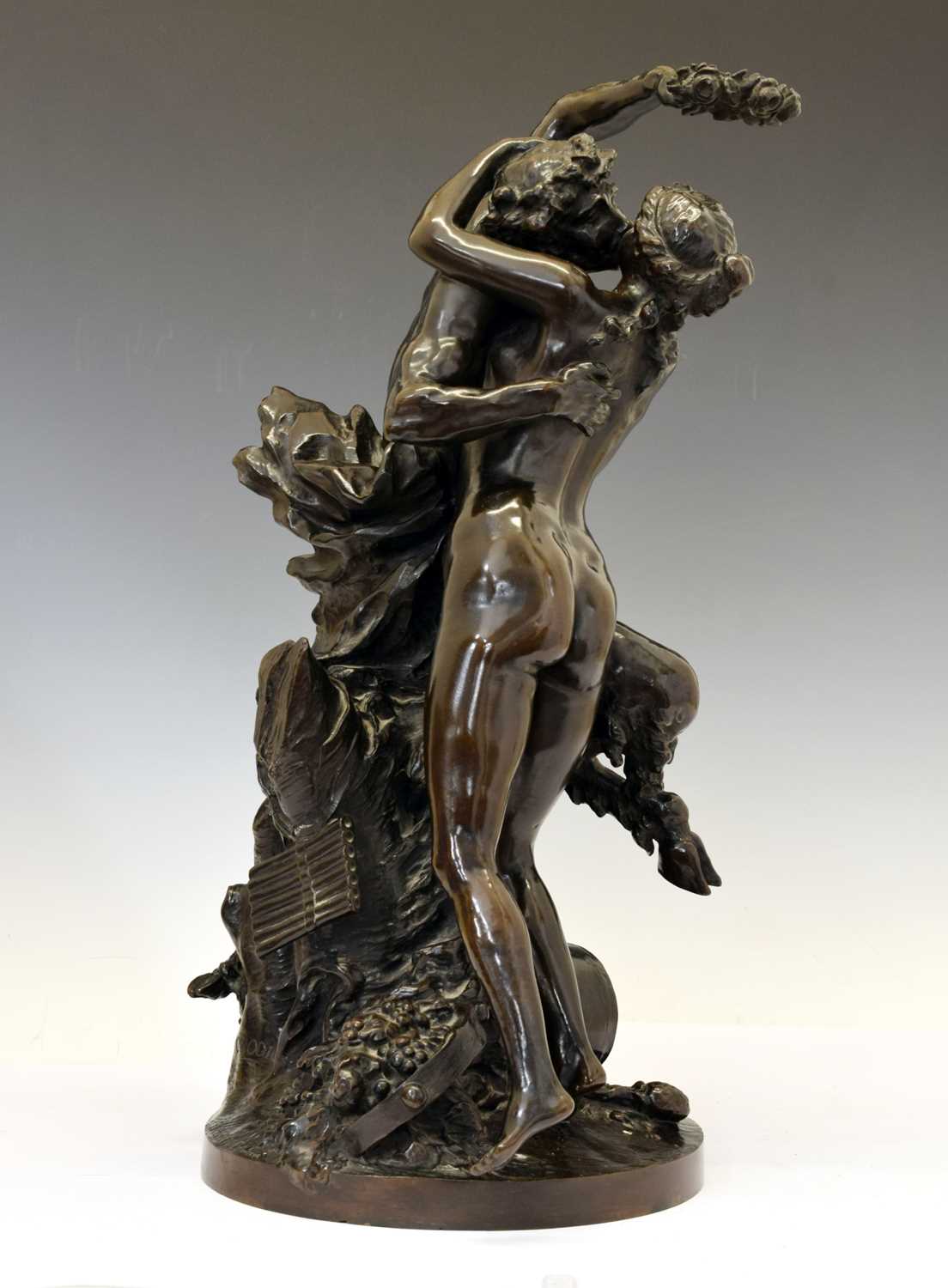 Lot 160 - After Claude-Michel Clodion (1738-1814), patinated bronze Bacchanalian group