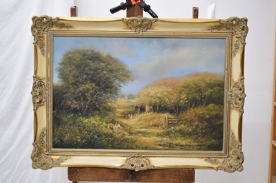 Lot 571 - Edward Ted Dyer (b.1940) - Oil on canvas - Country path with figures