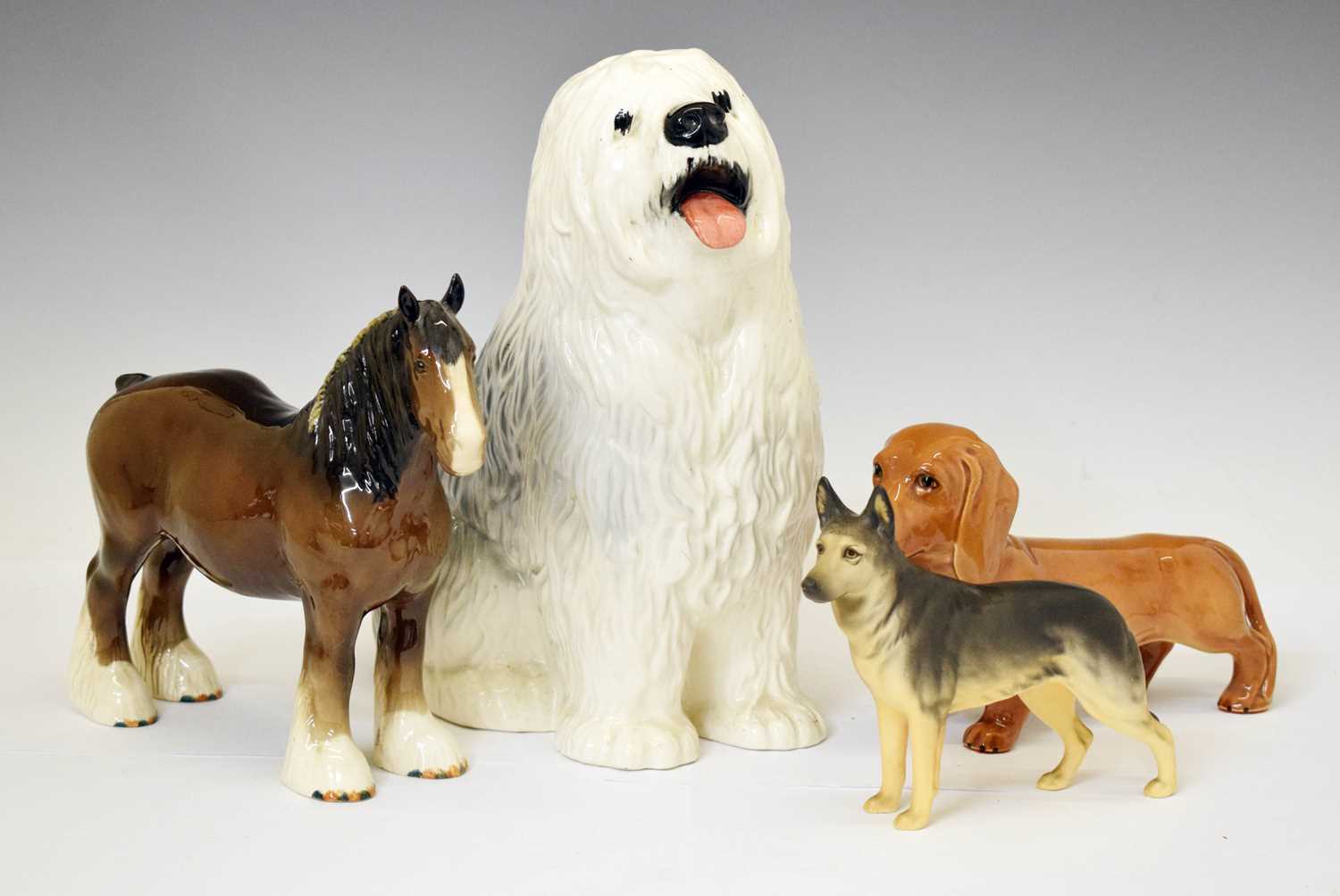 Lot 398 - Beswick - Large Beswick Pottery Old English Sheep Dog, German Shepherd 'Ulrica of Brittas', etc