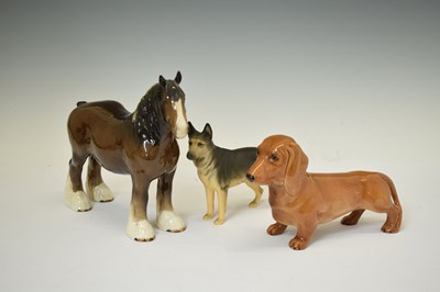 Lot 398 - Beswick - Large Beswick Pottery Old English Sheep Dog, German Shepherd 'Ulrica of Brittas', etc