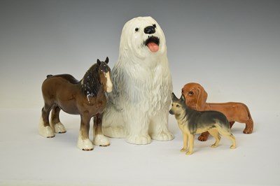 Lot 398 - Beswick - Large Beswick Pottery Old English Sheep Dog, German Shepherd 'Ulrica of Brittas', etc