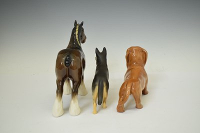 Lot 398 - Beswick - Large Beswick Pottery Old English Sheep Dog, German Shepherd 'Ulrica of Brittas', etc