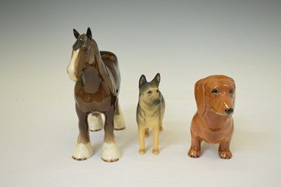 Lot 398 - Beswick - Large Beswick Pottery Old English Sheep Dog, German Shepherd 'Ulrica of Brittas', etc