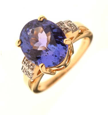 Lot 56 - 18ct gold, oval 'Majestic' tanzanite and diamond ring