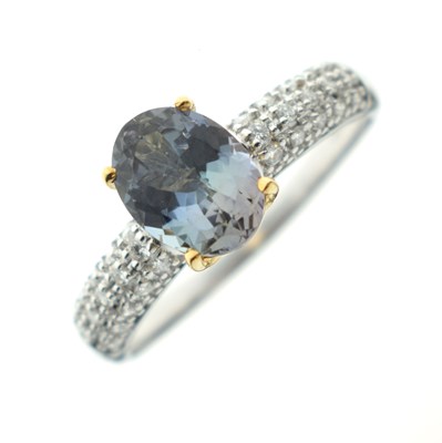 Lot 54 - 18ct white gold 'Chameleon' tanzanite and diamond ring