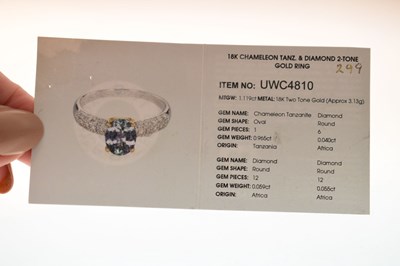 Lot 54 - 18ct white gold 'Chameleon' tanzanite and diamond ring