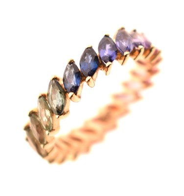 Lot 55 - 9K yellow metal and fancy sapphire full eternity ring