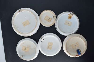 Lot 475 - Six 19th century Pratt ware pot lids A False Move, The Village Wedding, etc
