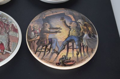 Lot 475 - Six 19th century Pratt ware pot lids A False Move, The Village Wedding, etc